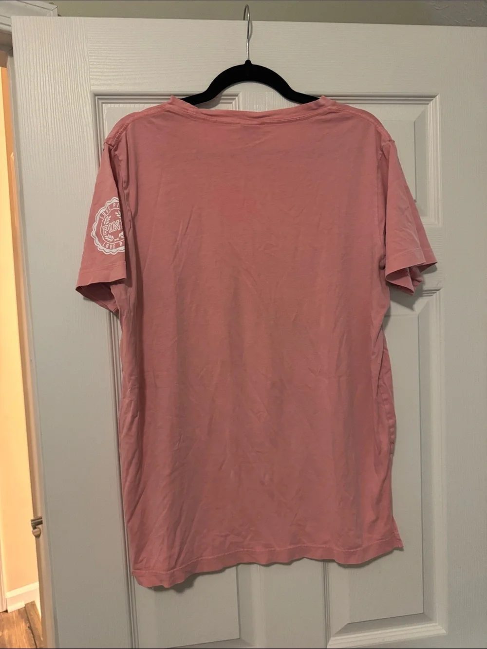 PINK Victoria's Secret Pink Graphic Tee - Dusty Rose with White Print - Picture 2 of 2